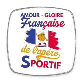 amour gloire française de l apéro sportif - Magnet carré - blanc - Devant