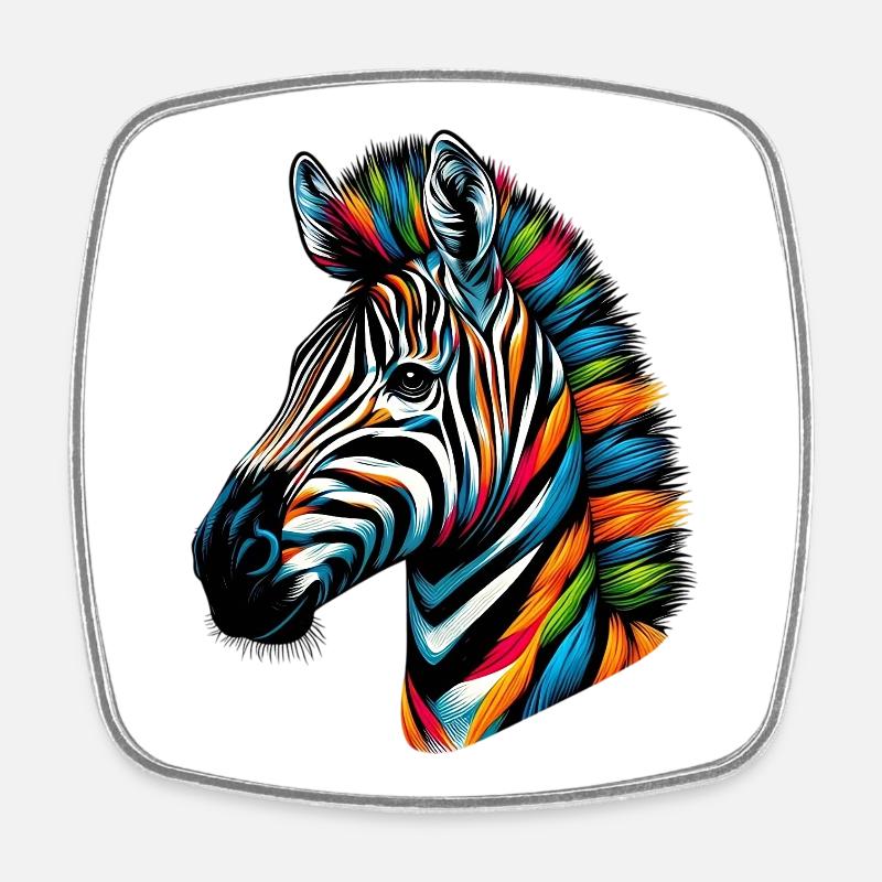 Zebra - Viereckiger Kühlschrankmagnet - Weiß