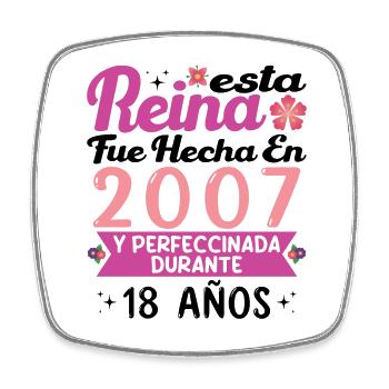 18 Year Old Birthday Gift Woman Made In 2007 - Square fridge magnet - white - Front