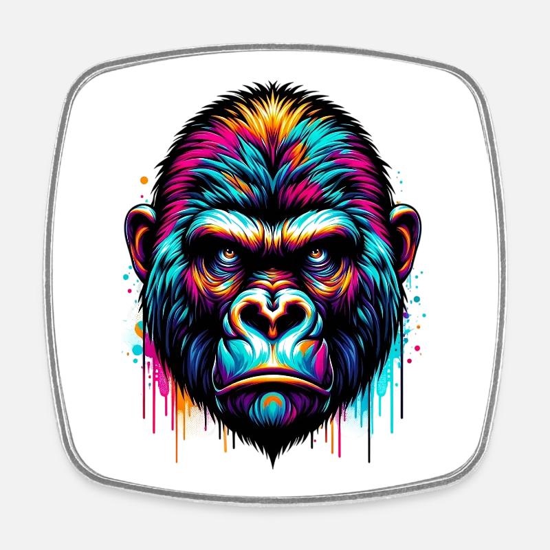 Gorilla - Viereckiger Kühlschrankmagnet - Weiß