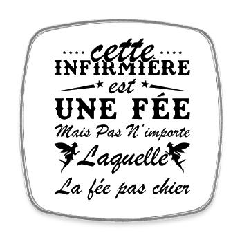 Humour infirmière Cette infirmière est une fée - Magnet carré - blanc - Devant