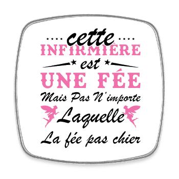 Humour infirmière - Cette infirmière est une fée - Magnet carré - blanc - Devant