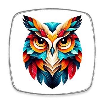 Owl - Square fridge magnet - white - Front