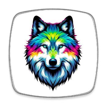 Wolf - Square fridge magnet - white - Front