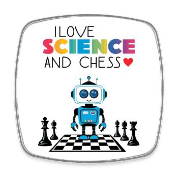 Science and Chess - Square fridge magnet - white - Front