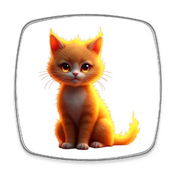 Flammenkatze Fantasie - Viereckiger Kühlschrankmagnet - Weiß - Vorne