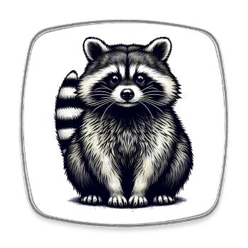 Raccoon - Square fridge magnet - white - Front