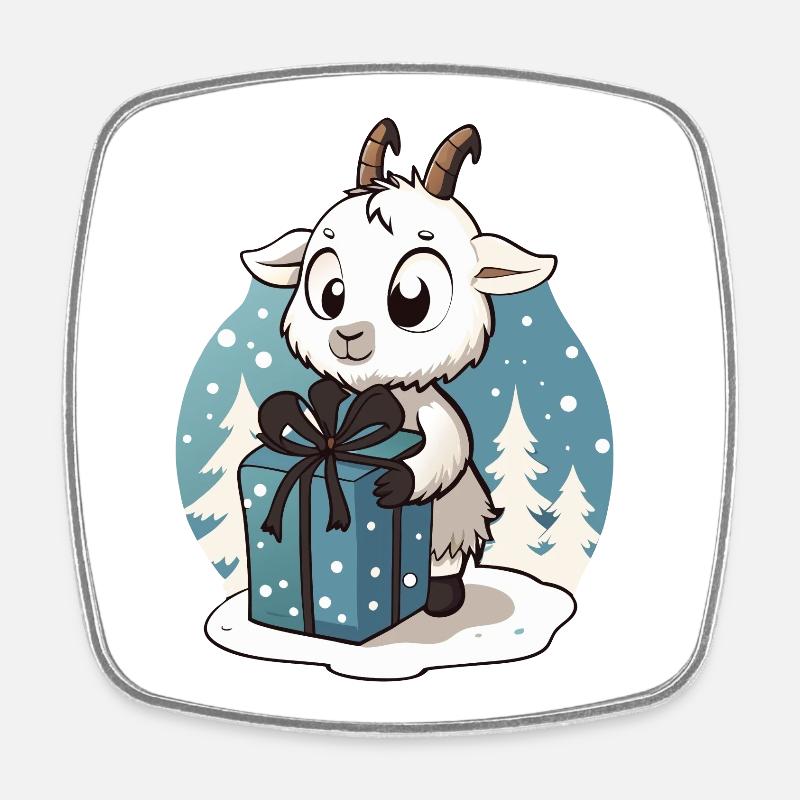 Mignon cadeau de déballage de chèvre - Magnet carré - blanc
