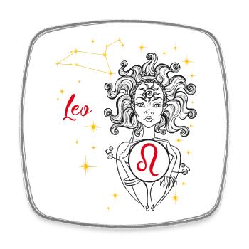 Leo - Magnet carré - blanc - Devant