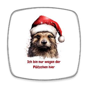 Süßer Otter Weihnachten Plätzchen Spruch - Viereckiger Kühlschrankmagnet - Weiß - Vorne