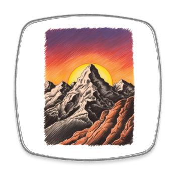 Sonnenuntergang in den Bergen - Viereckiger Kühlschrankmagnet - Weiß - Vorne