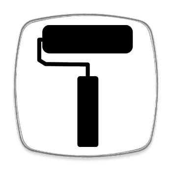 Paint Roller Silhouette – Minimalist Painting Tool - Square fridge magnet - white - Front