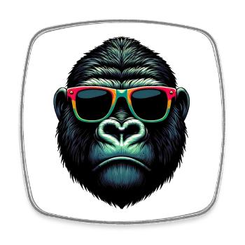 Gorilla - Viereckiger Kühlschrankmagnet - Weiß - Vorne