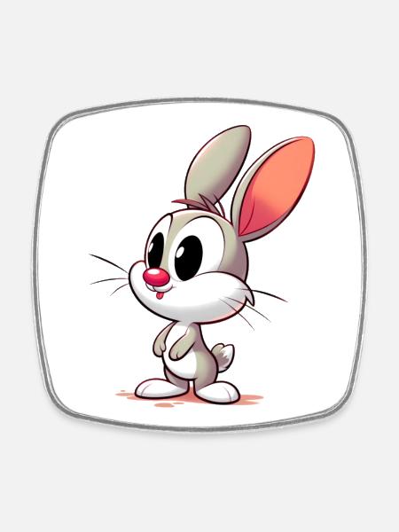 Lapin - Magnet carré - blanc
