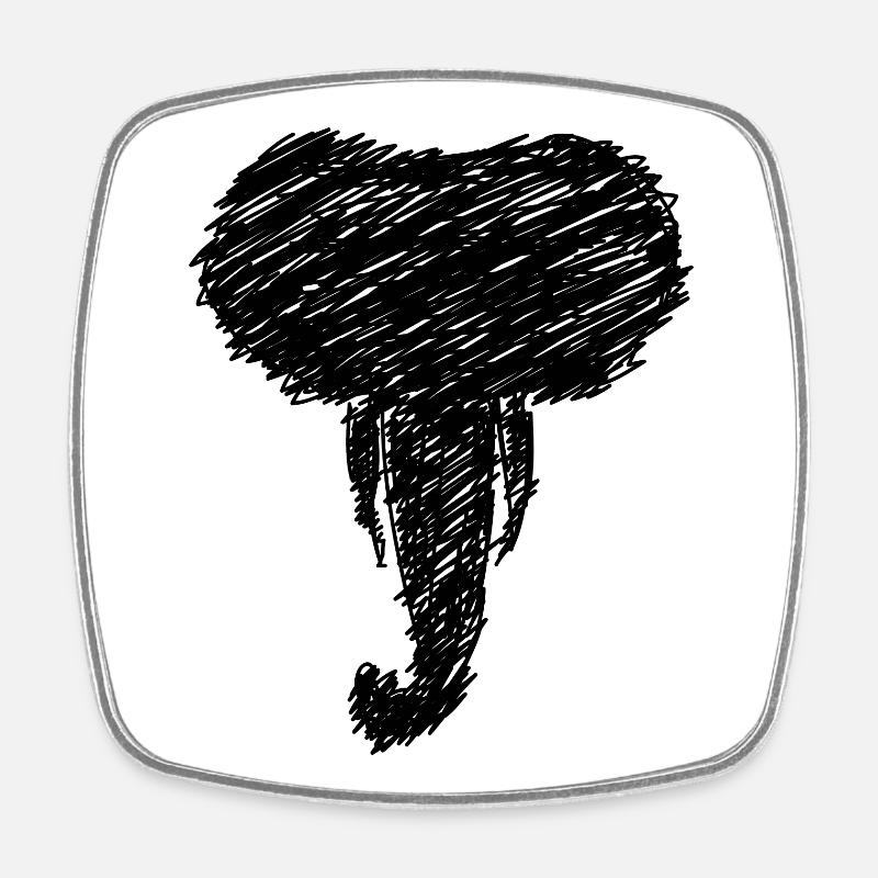 Elefant Kopf Tier Zeichnung Scribble Geschenk - Viereckiger Kühlschrankmagnet - Weiß