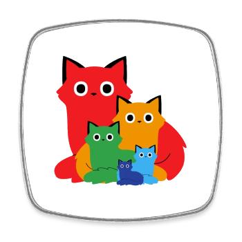 Family of Colorful and Playful Cats - Square fridge magnet - white - Front