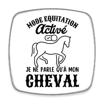 Mode équitation activé - Magnet carré - blanc - Devant