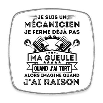 Humour mécanicien mécano 2 - Magnet carré - blanc - Devant
