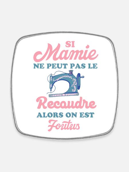 Mamie couturière - Magnet carré - blanc