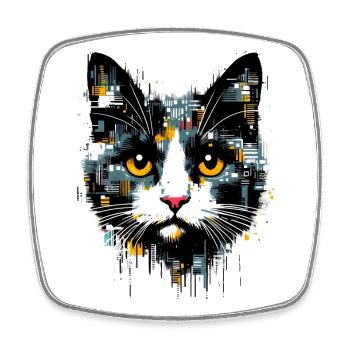 Cat - Square fridge magnet - white - Front