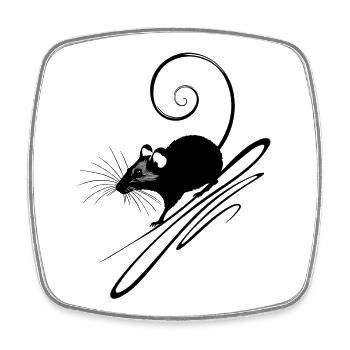 Süße Maus Silhouette - schwarz - Viereckiger Kühlschrankmagnet - Weiß - Vorne