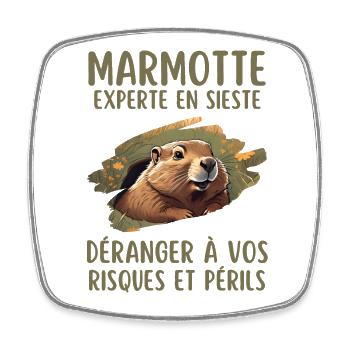 Marmotte experte en sieste ne pas déranger - Magnet carré - blanc - Devant