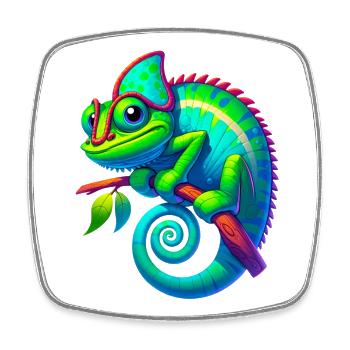 Chameleon - Square fridge magnet - white - Front