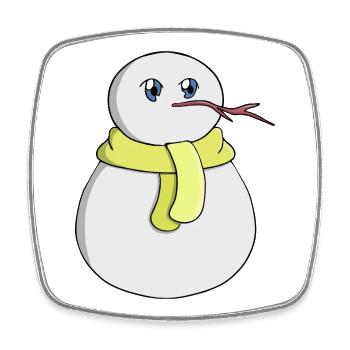 Schneemann mit gelbem Schal - Viereckiger Kühlschrankmagnet - Weiß - Vorne