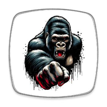 Gorilla - Viereckiger Kühlschrankmagnet - Weiß - Vorne