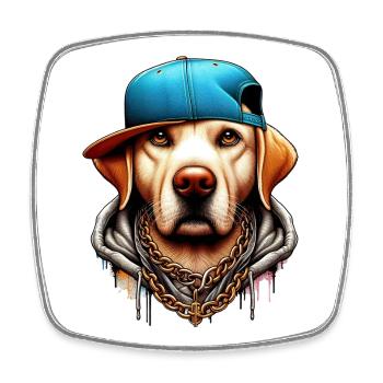 Chien - Magnet carré - blanc - Devant