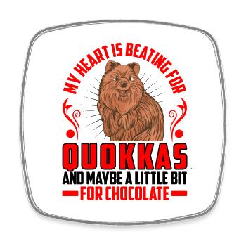 Herz schlägt für Quokka Beuteltier Quokka - Viereckiger Kühlschrankmagnet - Weiß - Vorne