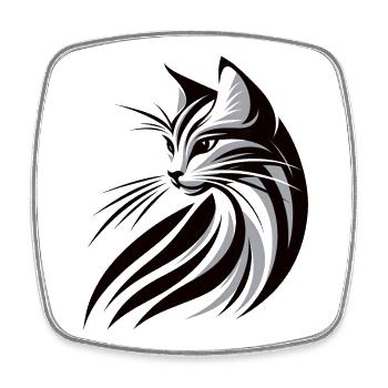 Katzen Silhouette Tribal Katze, Cat Tattoo - Viereckiger Kühlschrankmagnet - Weiß - Vorne