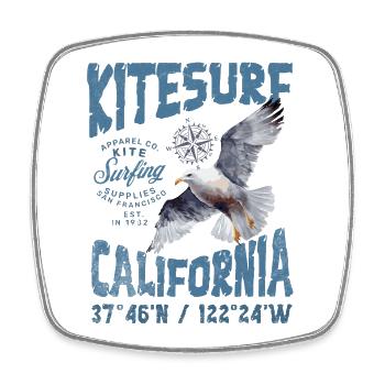 Kitesurf en Californie - Magnet carré - blanc - Devant