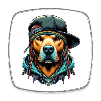 Chien - Magnet carré - blanc - Devant