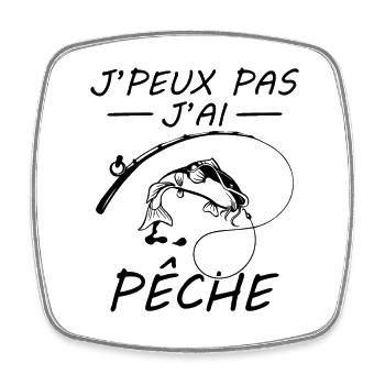 Je peux pas j'ai pêche cadeau anniversaire humour - Magnet carré - blanc - Devant