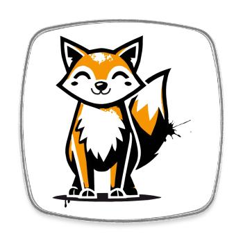 Moderner Fuchs im Stencil Graffiti-Design - Viereckiger Kühlschrankmagnet - Weiß - Vorne