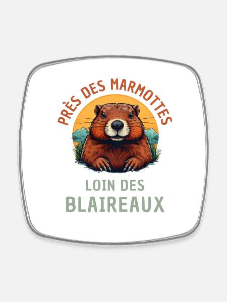 Humour marmotte randonnée Rando nature - Magnet carré - blanc