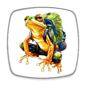 Frosch Bergsteiger / Wandern Frösche - Viereckiger Kühlschrankmagnet - Weiß - Vorne