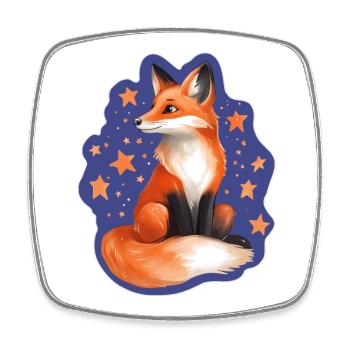 Fuchs und Sterne - Viereckiger Kühlschrankmagnet - Weiß - Vorne