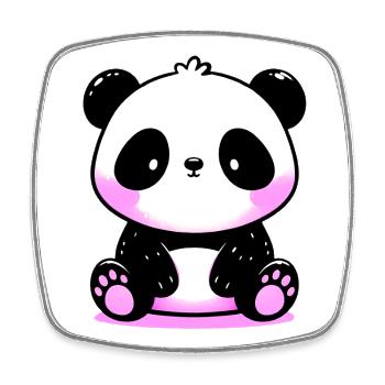 Panda - Viereckiger Kühlschrankmagnet - Weiß - Vorne