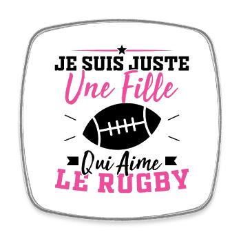 I'm just a girl who loves rugby - Square fridge magnet - white - Front