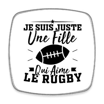 I'm just a girl who loves rugby - Square fridge magnet - white - Front