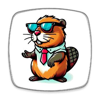 Beaver - Square fridge magnet - white - Front