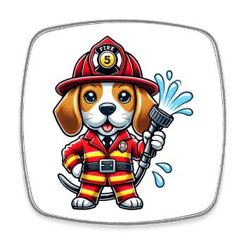 Design de pompier Beagle - Magnet carré - blanc - Devant