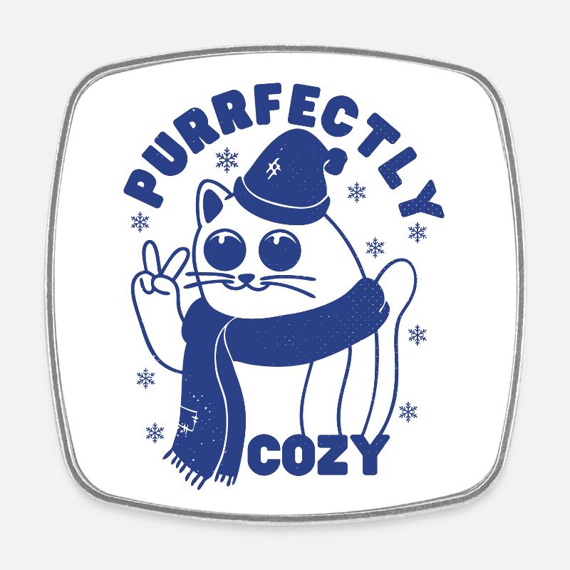 Purrfectly Cozy - Square fridge magnet - white