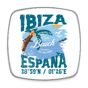 Vintage Design Strand Ibiza Spanien - Viereckiger Kühlschrankmagnet - Weiß - Vorne