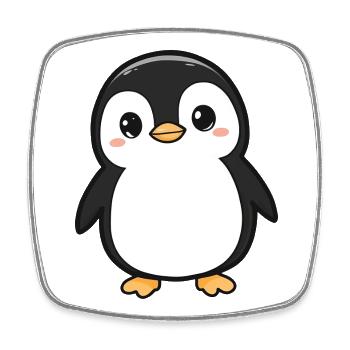 Mignon Adorable Pingouin - Conception de dessin animé charmant - Magnet carré - blanc - Devant
