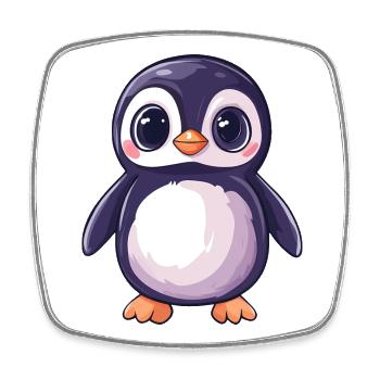 Personnage Pingouin de dessin animé mignon - Magnet carré - blanc - Devant