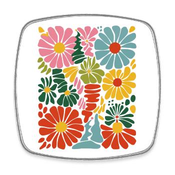 Vivid Floral Burst - Square fridge magnet - white - Front