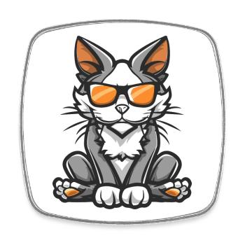 Katze Cool Comic - Viereckiger Kühlschrankmagnet - Weiß - Vorne